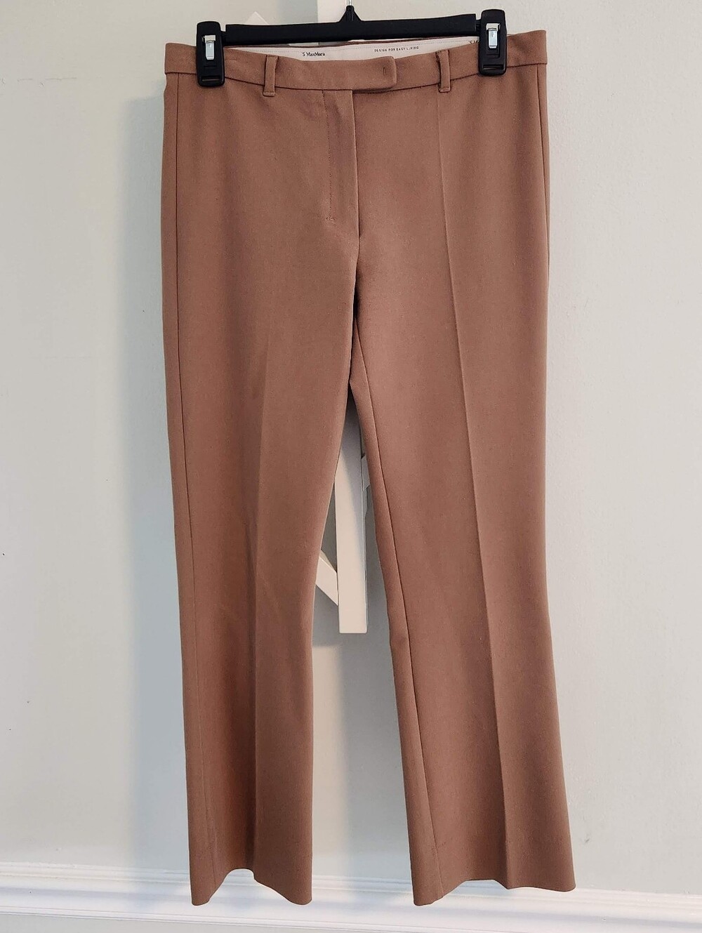 'S Max Mara Camel Bootcut Tailored Trousers Quiet Luxury Size 6-8 Small Italian